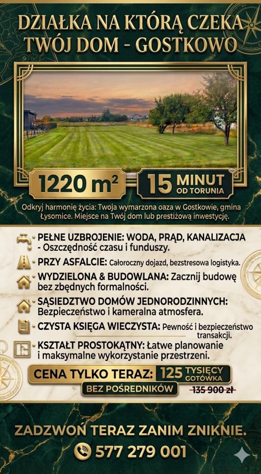 Działka budowlana Gostkowo, Jesionowa. Zdjęcie 1