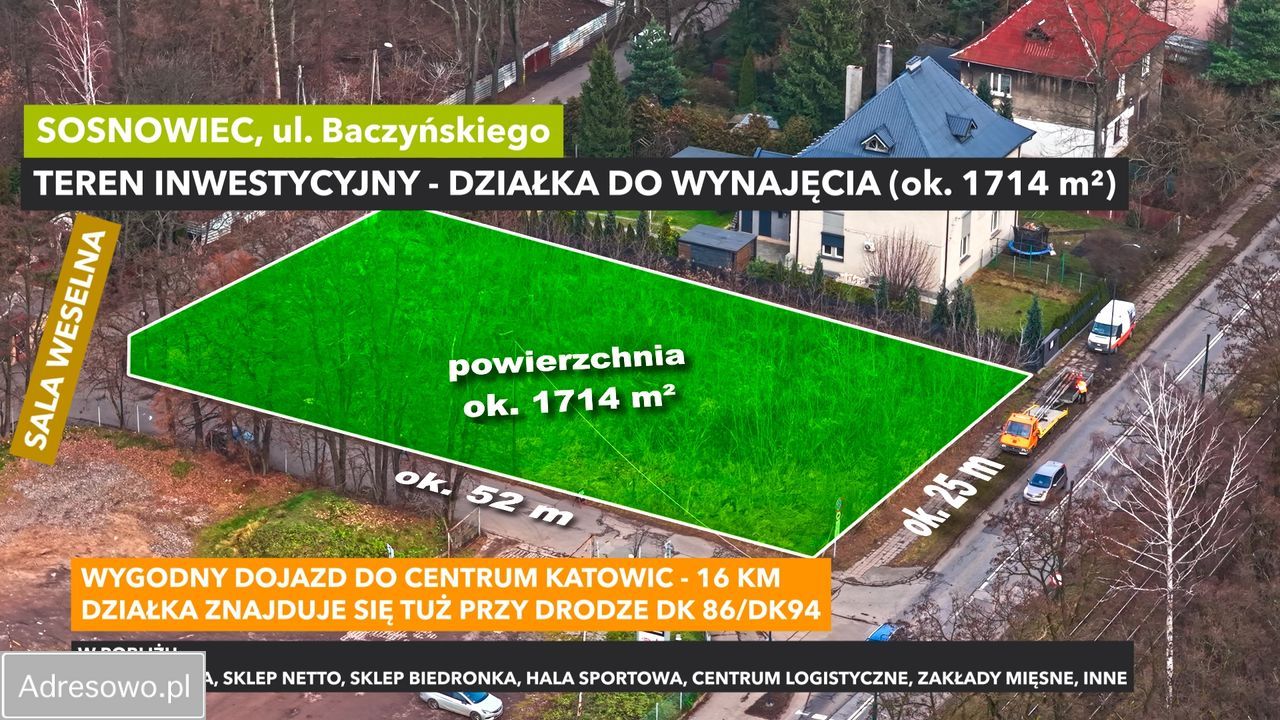 Działka inwestycyjna Sosnowiec Milowice, ul. Krzysztofa Kamila Baczyńskiego. Zdjęcie 2