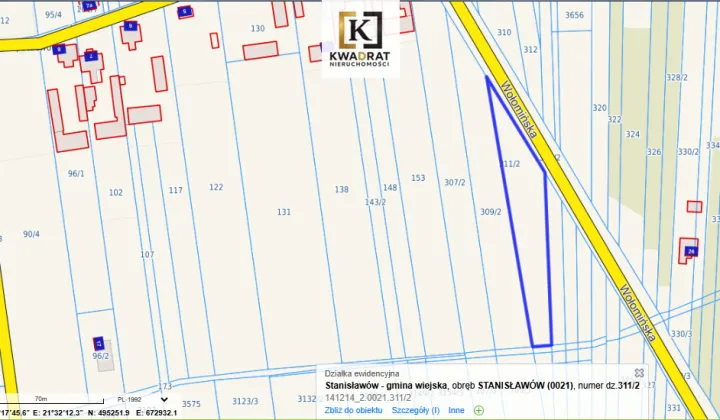 Działka budowlana Stanisławów, ul. Wołomińska