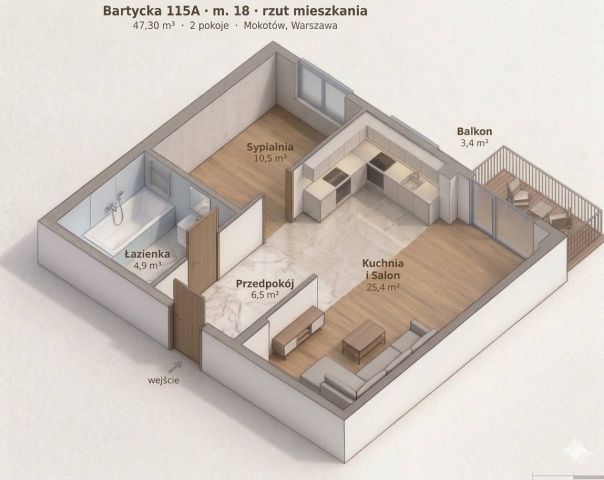 Mieszkanie 2-pokojowe Warszawa Mokotów, ul. Bartycka. Zdjęcie 8