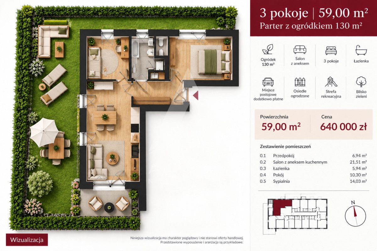 Mieszkanie 3-pokojowe Kąty Wrocławskie, ul. Waniliowa. Zdjęcie 7