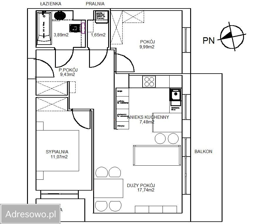 Mieszkanie 3-pokojowe Wrocław Psie Pole, ul. Zofii Gumińskiej. Zdjęcie 19