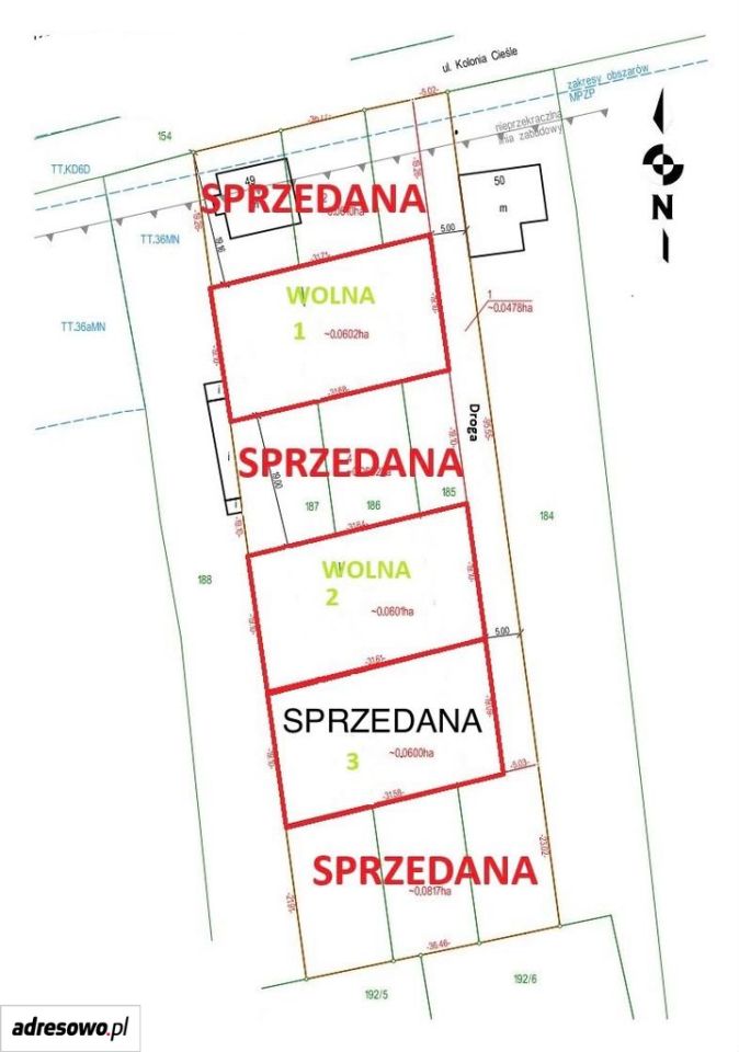 Działka budowlana Sosnowiec Maczki, ul. Kolonia Cieśle. Zdjęcie 2