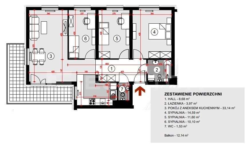 Mieszkanie 4-pokojowe Rzeszów, ul. Lubelska. Zdjęcie 2