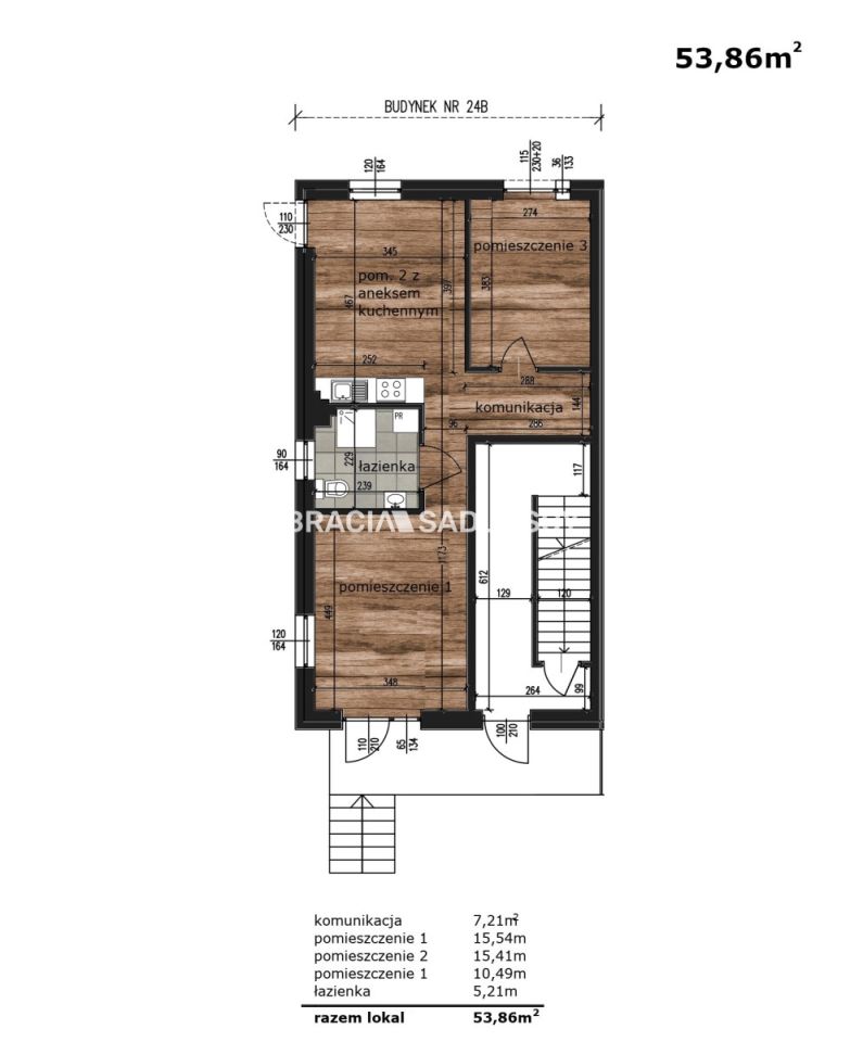 Mieszkanie 3-pokojowe Kraków Podgórze, ul. Myśliwska. Zdjęcie 3