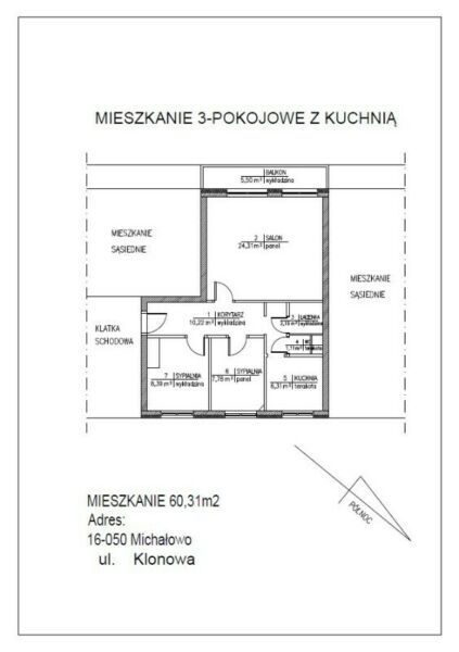 Mieszkanie 3-pokojowe Michałowo, ul. Klonowa