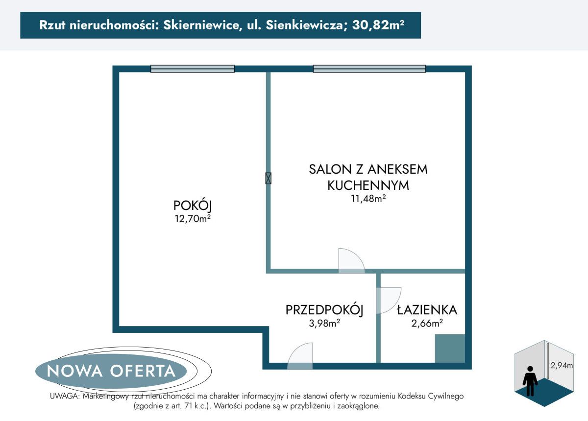 Mieszkanie 2-pokojowe Skierniewice, ul. Henryka Sienkiewicza. Zdjęcie 10