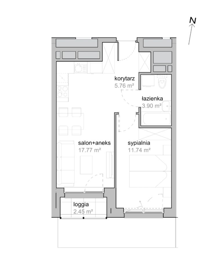 Mieszkanie 2-pokojowe Wrocław Tarnogaj, ul. Piękna. Zdjęcie 7