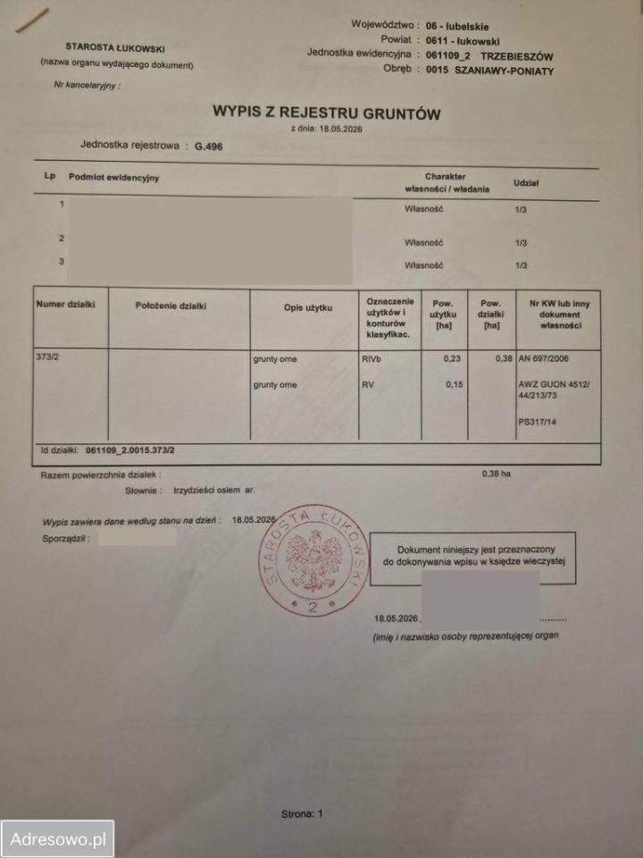 Działka rolna Szaniawy-Poniaty. Zdjęcie 1