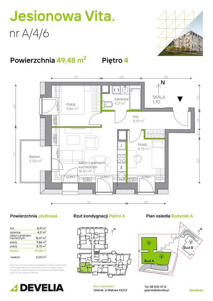 Mieszkanie 3-pokojowe Gdańsk Wrzeszcz, ul. Jesionowa. Zdjęcie 6
