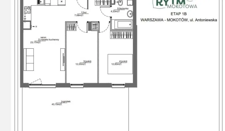 Mieszkanie 3-pokojowe Warszawa Mokotów, ul. Antoniewska