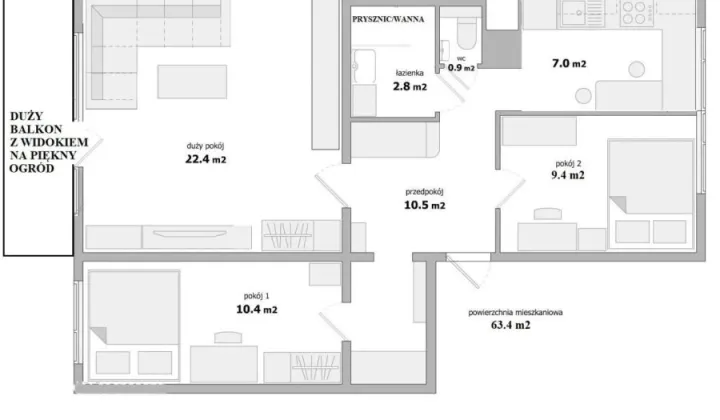 Mieszkanie 3-pokojowe Gdańsk Chełm, ul. prof. Kazimierza Kopeckiego