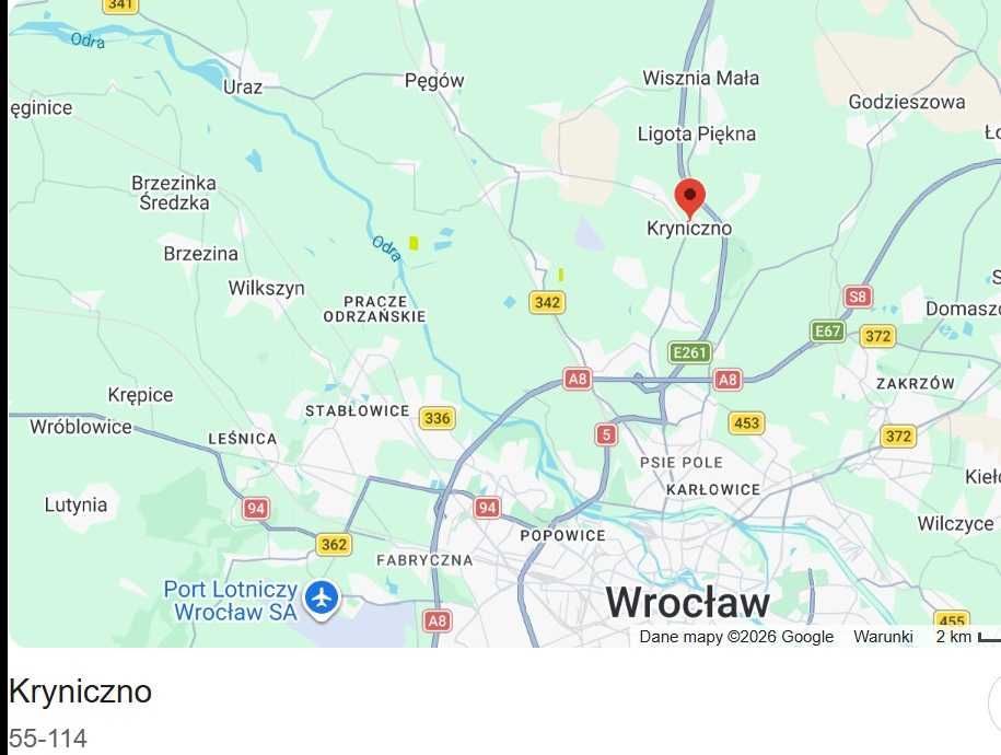 Działka na sprzedaż bez pośredników
Kryniczno, powiat trzebnicki