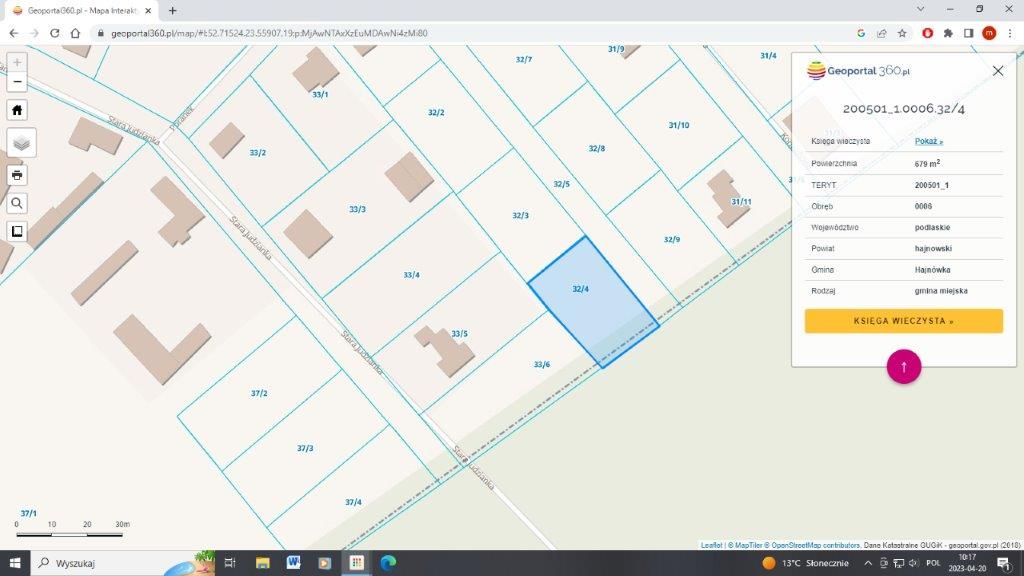 Działka rolno-budowlana Hajnówka Stara Judzianka, ul. Leśna