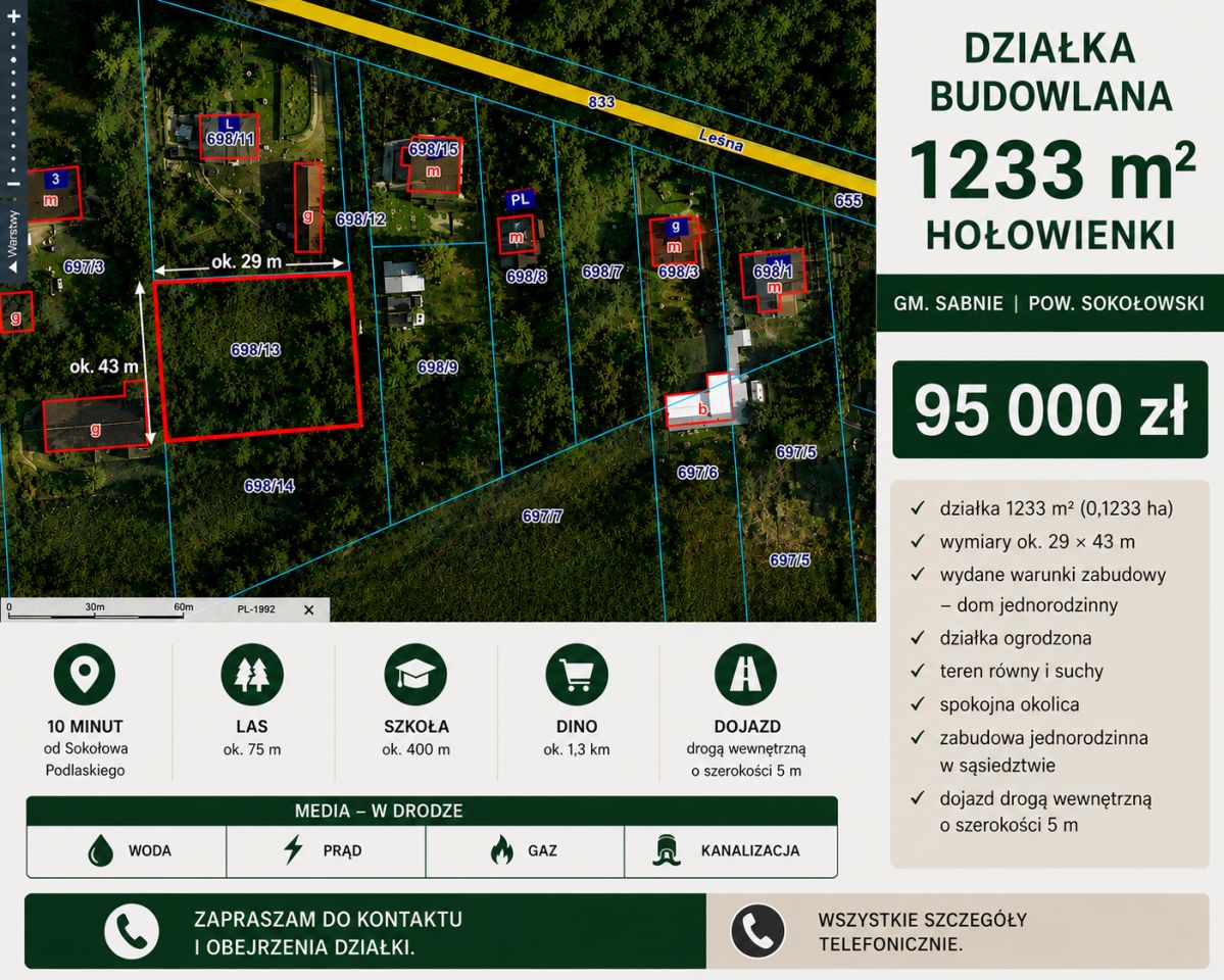 Działka budowlana Hołowienki. Zdjęcie 7