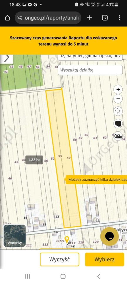 Działka rolno-budowlana Ratyniec