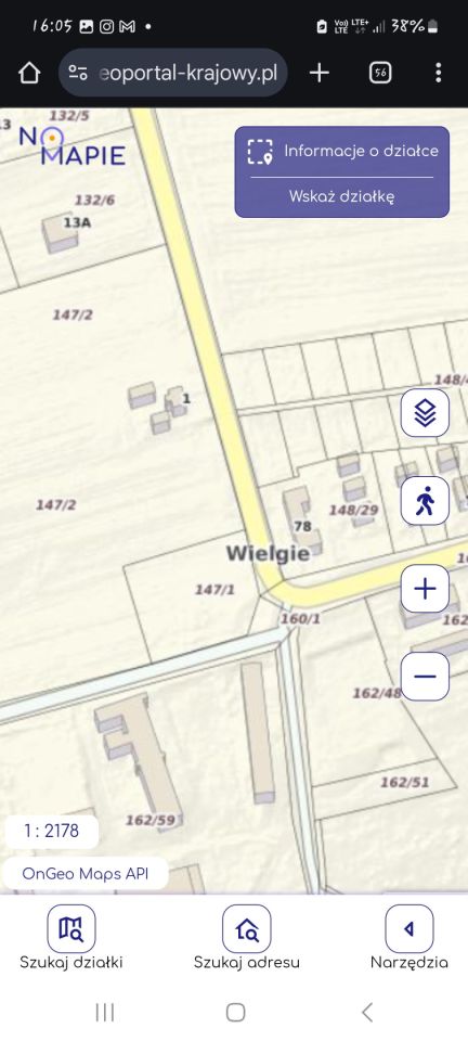 Działka inwestycyjna Wielgie