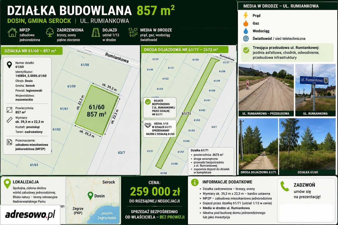 Działka budowlana Dosin, ul. Rumiankowa. Zdjęcie 2