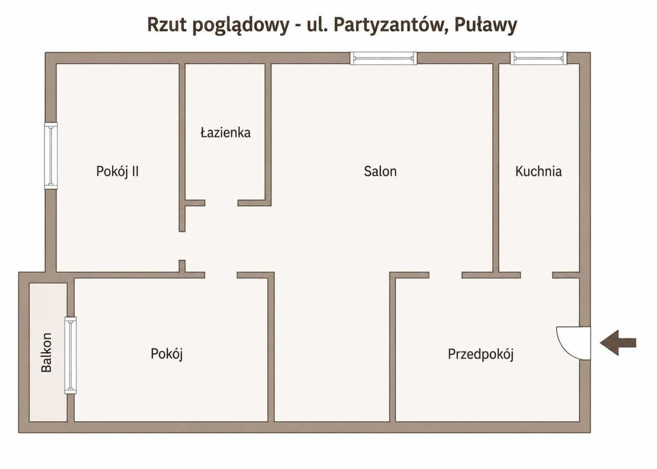 Mieszkanie 3-pokojowe Puławy Centrum, al. Partyzantów. Zdjęcie 8