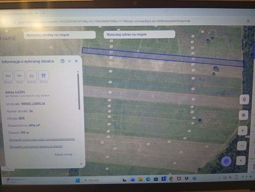 Działka rolna Łazin