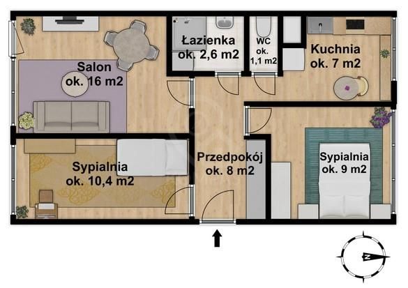 Mieszkanie 3-pokojowe Wrocław Krzyki, pl. Powstańców Śląskich. Zdjęcie 14