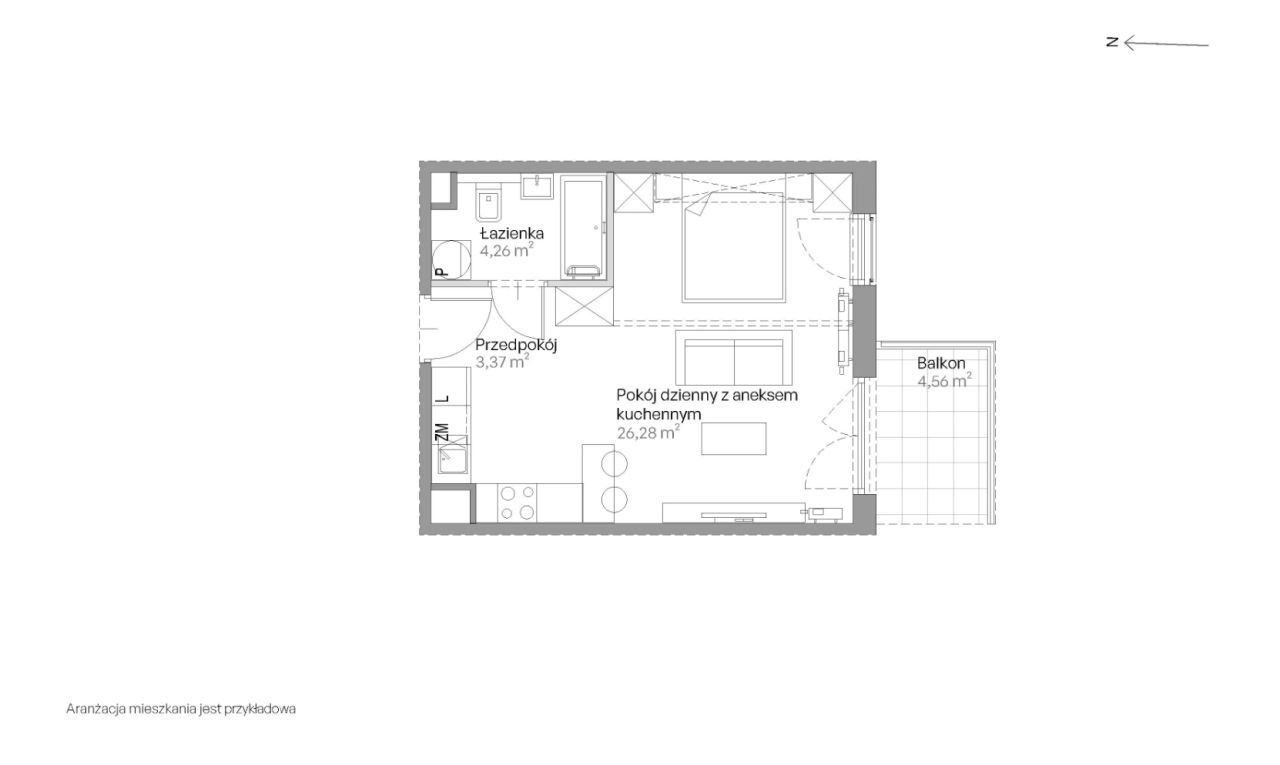 Mieszkanie 1-pokojowe Kraków Czyżyny, ul. Romana Ciesielskiego. Zdjęcie 14