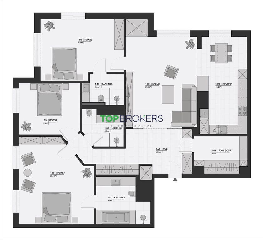 Mieszkanie 4-pokojowe Warszawa Mokotów, ul. Bolesława Limanowskiego. Zdjęcie 9