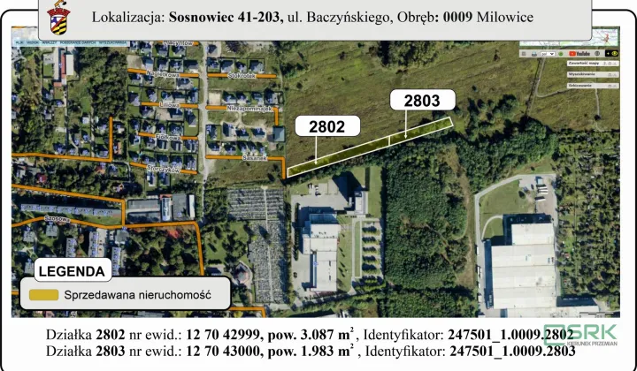 Działka Sosnowiec Milowice, ul. Krzysztofa Kamila Baczyńskiego