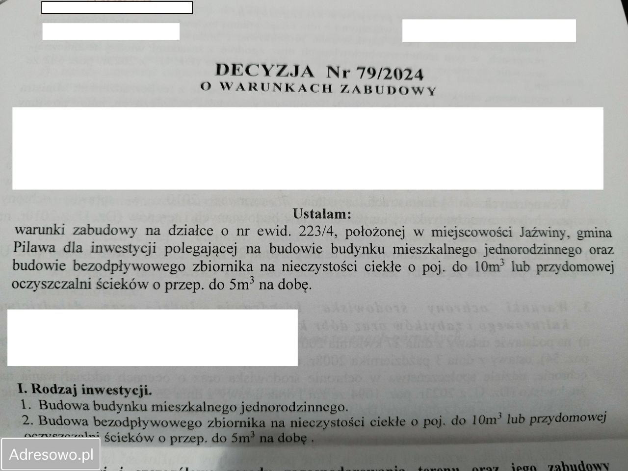 Działka rolno-budowlana Jaźwiny. Zdjęcie 4
