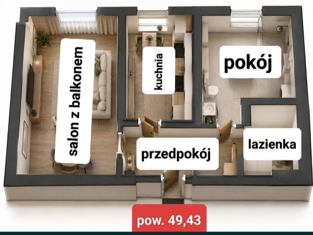 Mieszkanie 2-pokojowe Czeladź Śródmieście, ul. Ogrodowa. Zdjęcie 6
