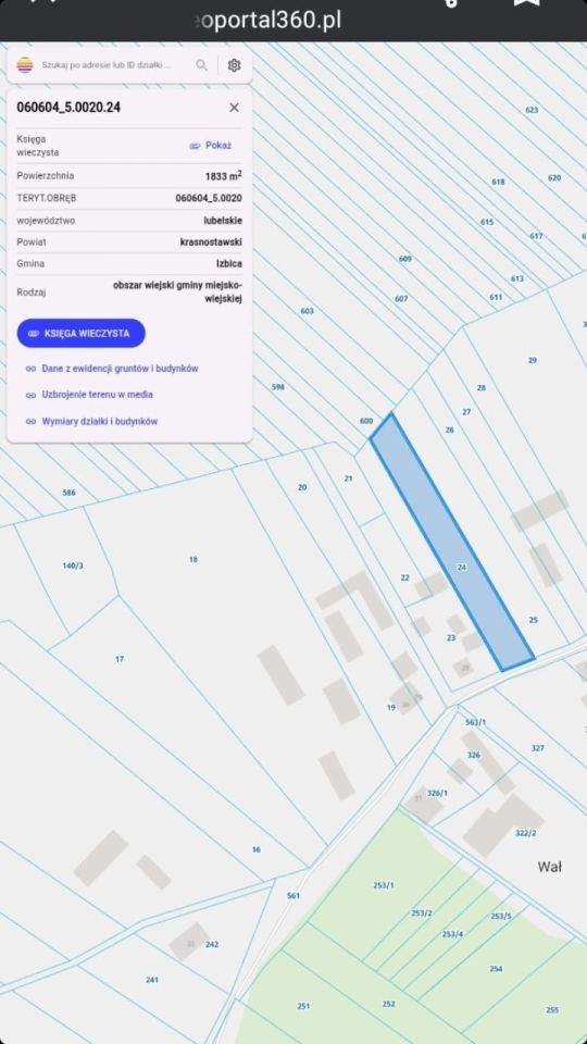 Działka budowlana Wał