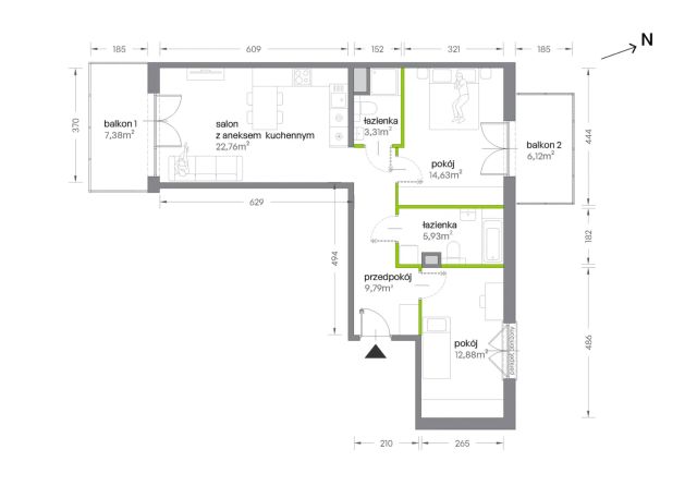 Mieszkanie 3-pokojowe Kraków Krowodrza, ul. Żabiniec. Zdjęcie 7