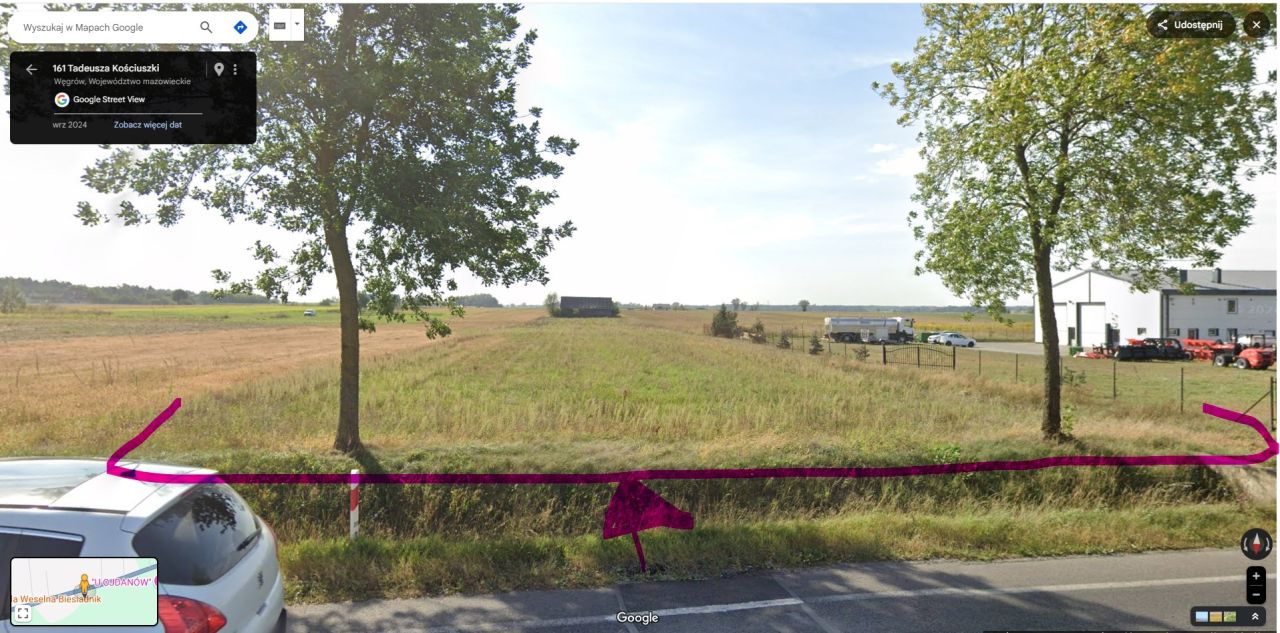 Działka inwestycyjna Węgrów Klimowizna, ul. Tadeusza Kościuszki