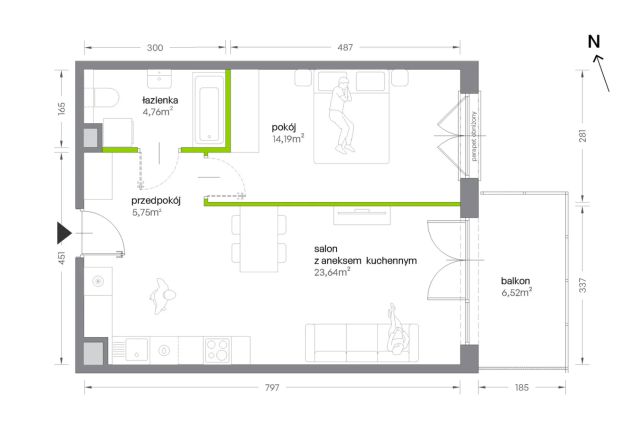 Mieszkanie 2-pokojowe Kraków Krowodrza, ul. Żabiniec. Zdjęcie 7