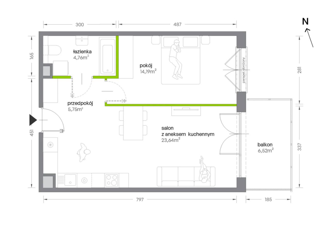 Mieszkanie 2-pokojowe Kraków Krowodrza, ul. Żabiniec. Zdjęcie 7