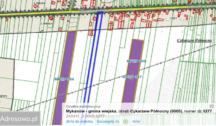 Działka rolno-budowlana Cykarzew Północny, ul. Rumiankowa