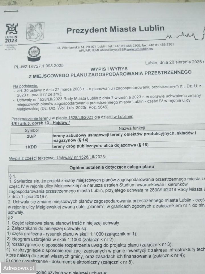 Działka inwestycyjna Lublin Hajdów, ul. Mełgiewska. Zdjęcie 2