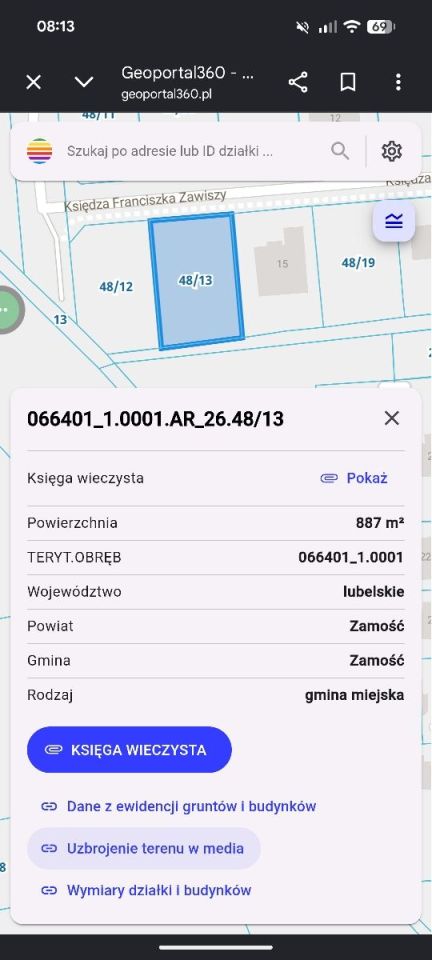 Działka budowlana Zamość, ul. ks. Franciszka Zawiszy. Zdjęcie 8