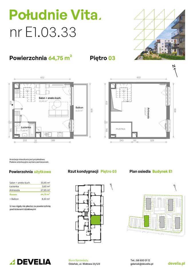 Mieszkanie 3-pokojowe Gdańsk Orunia Górna, ul. Kazimierza Wielkiego. Zdjęcie 7
