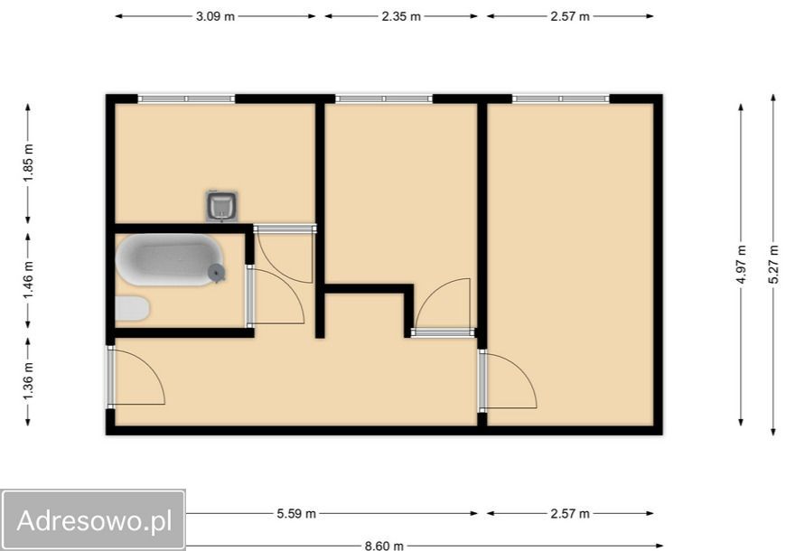 Mieszkanie 2-pokojowe Wrocław Szczepin, pl. Tadeusza Kościuszki. Zdjęcie 4