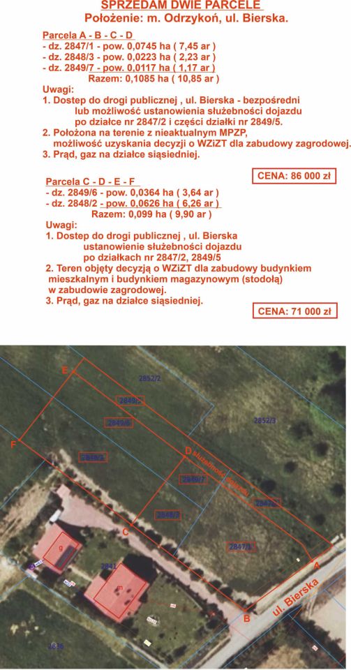 Działka rolno-budowlana Odrzykoń, ul. Bierska