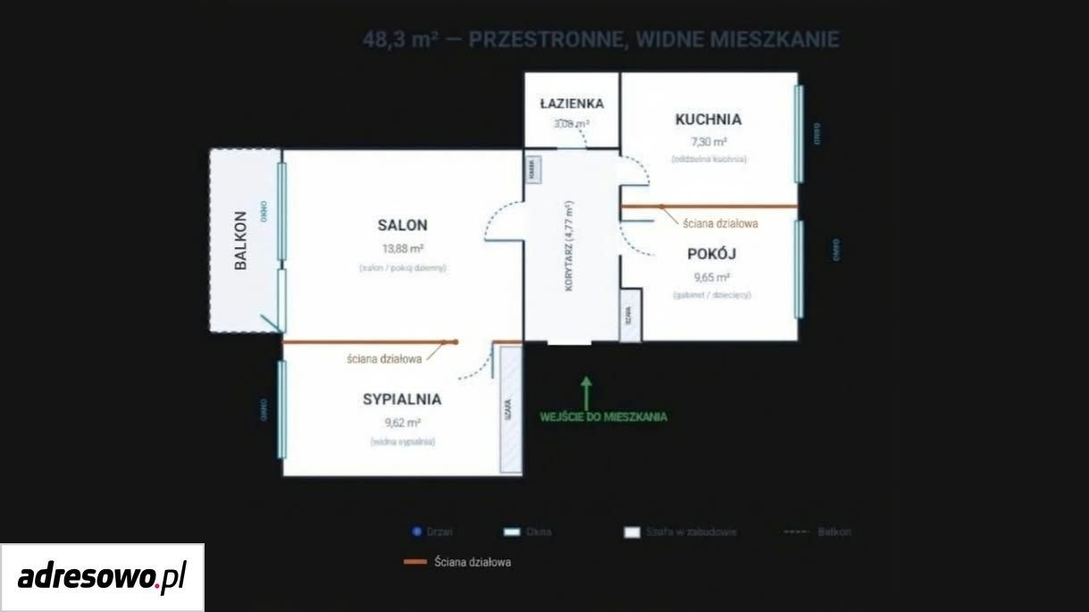 Mieszkanie 3-pokojowe Chełm, al. Aleja Żołnierzy I Armii Wojska Polskiego. Zdjęcie 14