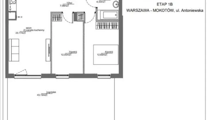 Mieszkanie 3-pokojowe Warszawa Mokotów, ul. Antoniewska
