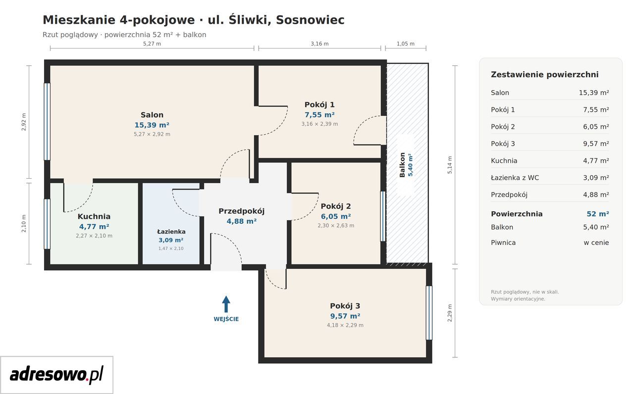 Mieszkanie 4-pokojowe Sosnowiec Niwka, ul. Adama Śliwki. Zdjęcie 13