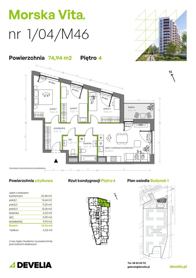 Mieszkanie 4-pokojowe Gdynia Leszczynki, ul. Działdowska. Zdjęcie 7
