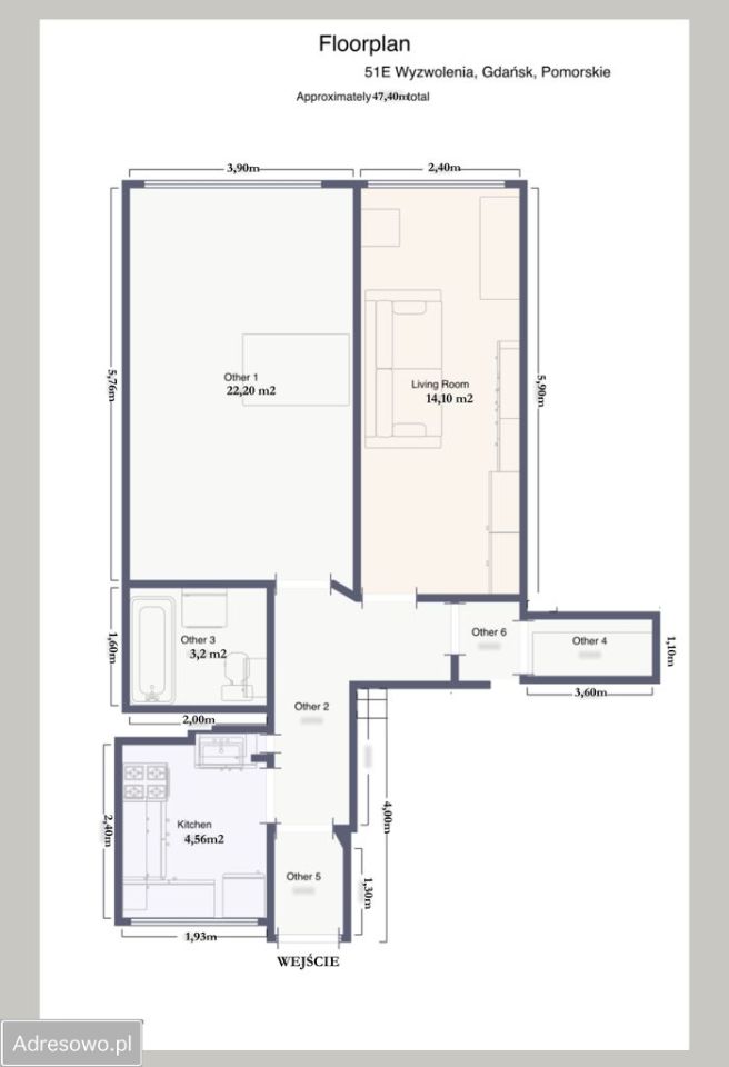 Mieszkanie 2-pokojowe Gdańsk Nowy Port, ul. Wyzwolenia. Zdjęcie 7