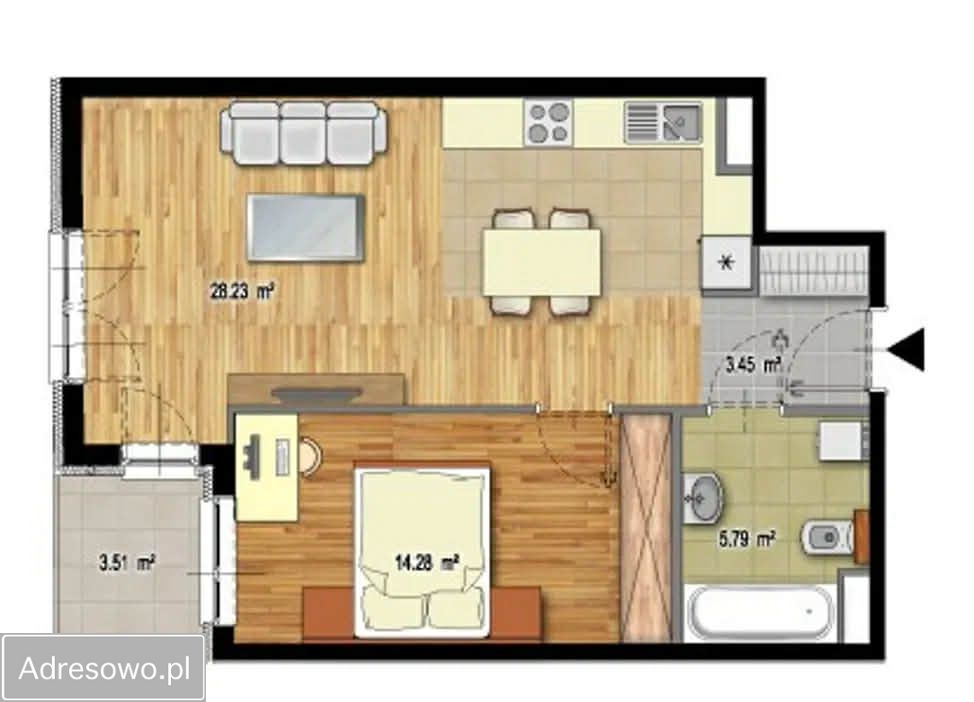 Mieszkanie 2-pokojowe Wrocław Krzyki, ul. gen. Ignacego Prądzyńskiego. Zdjęcie 6