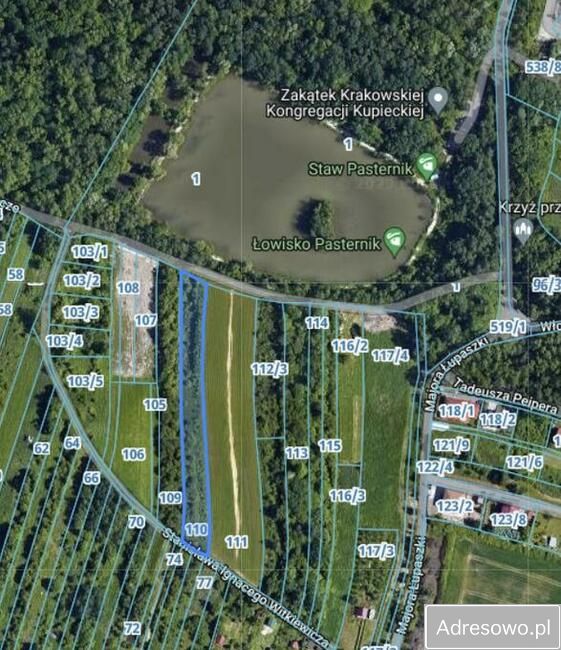 Działka inwestycyjna Kraków Bronowice Małe, ul. Stanisława Witkiewicza