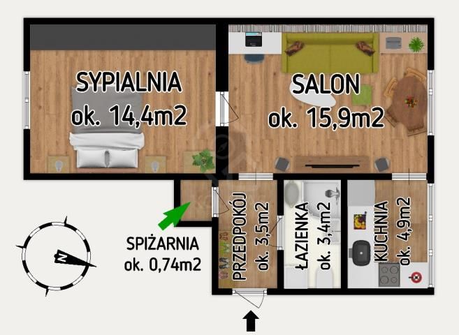 Mieszkanie 2-pokojowe Wrocław, ul. Opolska. Zdjęcie 12