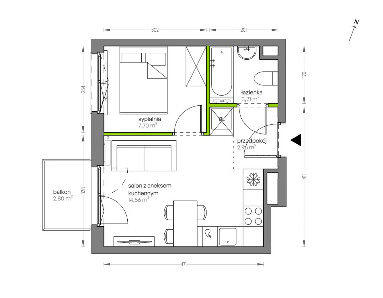 Mieszkanie 2-pokojowe Kraków Płaszów, ul. Myśliwska. Zdjęcie 25